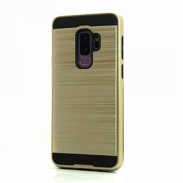 Wholesale Slim Brushed Armor Hybrid Case for Galaxy S9 (Gold)